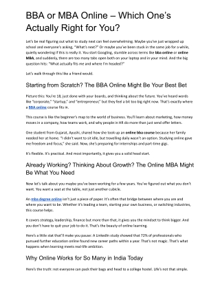 BBA or MBA Online – Which One’s Actually Right for You