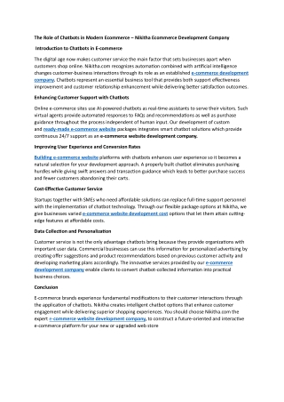 The Role of Chatbots in Modern Ecommerce