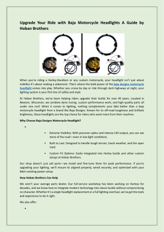 Upgrade Your Ride with Baja Motorcycle Headlights A Guide by Hoban Brothers