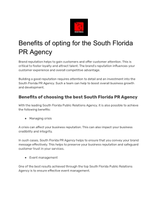 Benefits of opting for the South Florida PR Agency