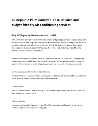 AC Repair in Palm Jumeirah