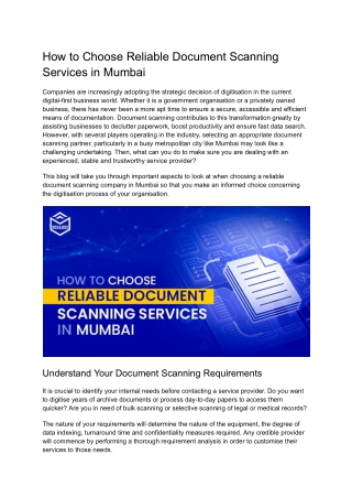 How to Choose Reliable Document Scanning Services in Mumbai