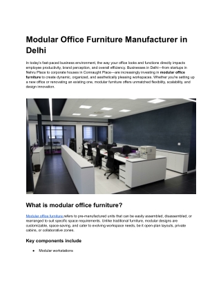 Modular Office Furniture manufacturer in Delhi