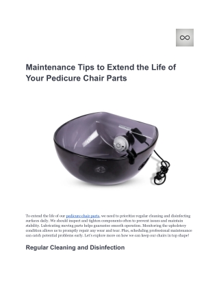Maintenance Tips to Extend the Life of Your Pedicure Chair Parts