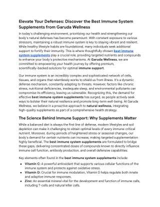 Best Immune System Supplements from Garuda Wellness