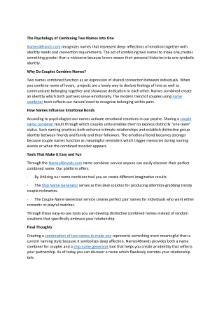 The Psychology of Combining Two Names Into One