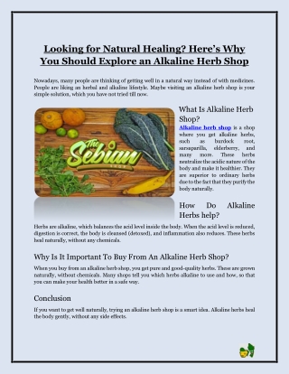 Looking for Natural Healing- Here’s Why You Should Explore an Alkaline Herb Shop