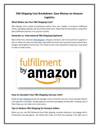 FBA Shipping Cost Breakdown Save Money on Amazon Logistics