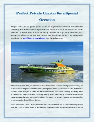 Perfect Private Charter for a Special Occasion