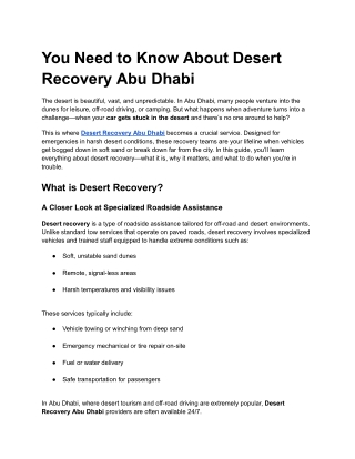 You Need to Know About Desert Recovery Abu Dhabi