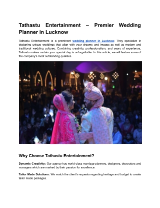 Tathastu Entertainment – Premier Wedding Planner in Lucknow