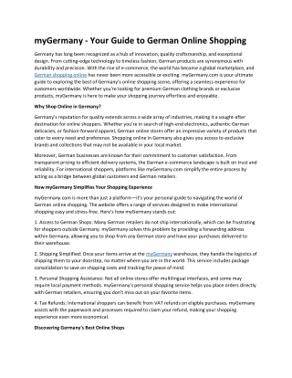 myGermany - Your Guide to German Online Shopping