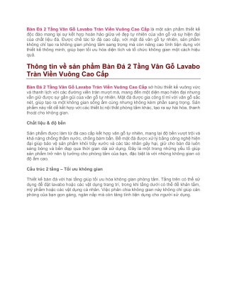 Bàn Đá 2 Tầng Vân Gỗ Lavabo Tràn Viền Vuông Cao Cấp