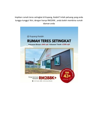 Impikan rumah teres setingkat di Kupang, Kedah