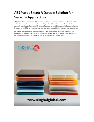 ABS Plastic Sheet - A Durable Solution for Versatile Applications