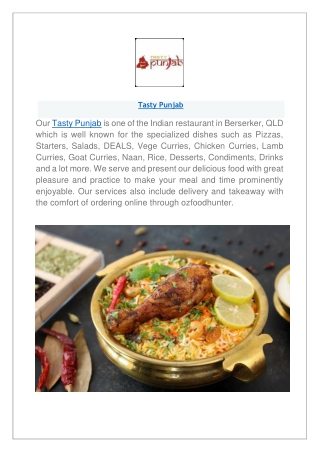 Tasty Punjab Restaurant menu Berserker | Order Online.