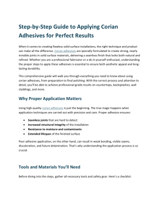 Step-by-Step Guide to Applying Corian Adhesives for Perfect Results