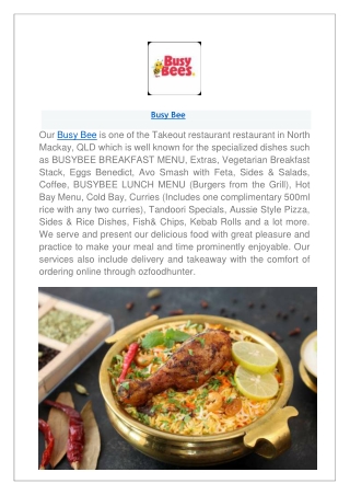 Busy Bee Restaurant menu Mackay | Order Online Now .