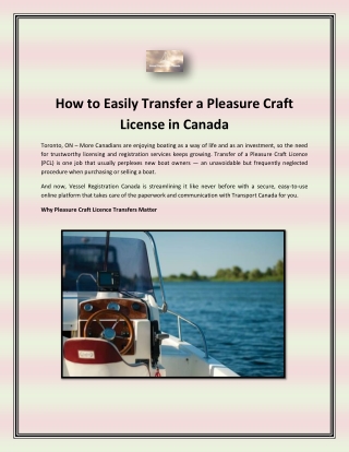 How to Easily Transfer a Pleasure Craft License in Canada