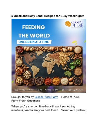 5 Quick and Easy Lentil Recipes for Busy Weeknights