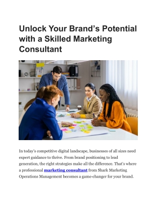 Expert Marketing Consultant Services by Shark Marketing Operations Management