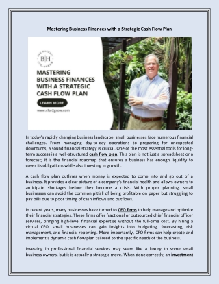 Mastering Business Finances with a Strategic Cash Flow Plan