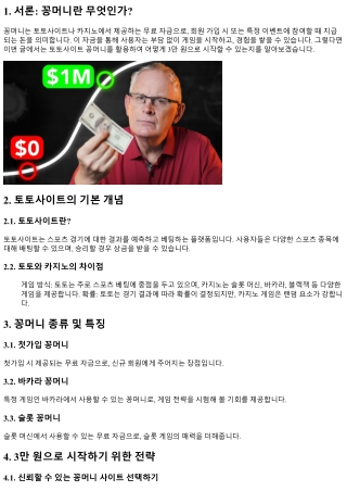 토토사이트 꽁머니: 3만 원으로 시작하는 방법