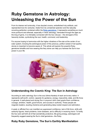 Ruby Gemstone in Astrology_ Unleashing the Power of the Sun