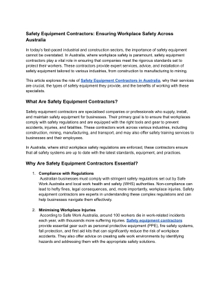 Safety Equipment Contractors