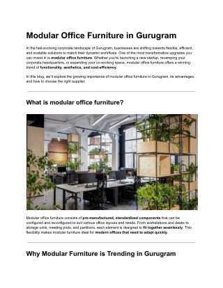 Modular Office Furniture in Gurugram