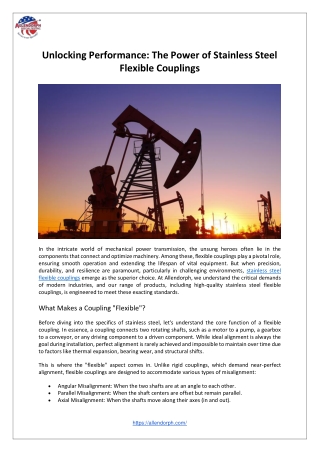 Unlocking Performance: The Power of Stainless Steel Flexible Couplings