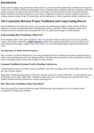 The Connection Between Proper Ventilation and Long-Lasting Rooves