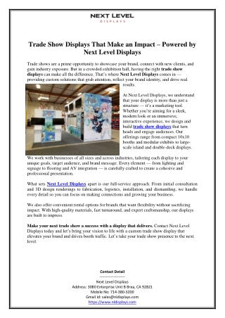 Trade Show Displays That Make an Impact – Powered by Next Level Displays