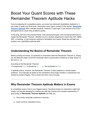 Boost Your Quant Scores with These Remainder Theorem Aptitude Hacks