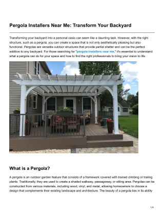 Pergola Installers Near Me Transform Your Backyard