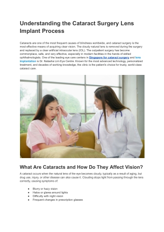 Understanding the Cataract Surgery Lens Implant Process