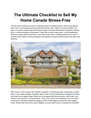 Sell My Home Canada