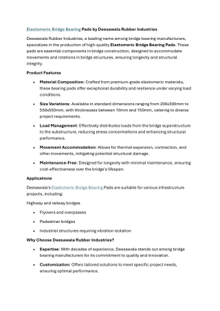 Elastomeric Bridge Bearing pads