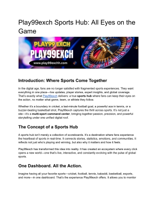 Play99exch Sports Hub: All Eyes on the Game