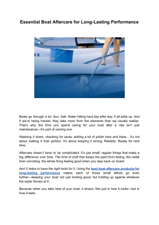 Essential Boat Aftercare for Long-Lasting Performance