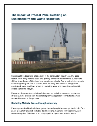 The Impact of Precast Panel Detailing on Sustainability and Waste Reduction