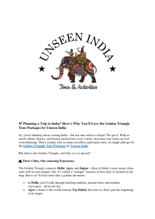 Unseen India – Best Golden Triangle Tour Packages Provider