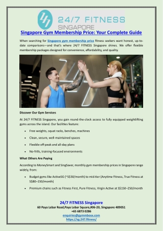 Singapore Gym Membership Price Your Complete Guide