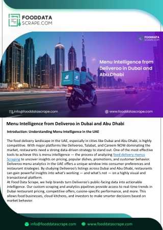 Menu Intelligence from Deliveroo in Dubai and Abu Dhabi