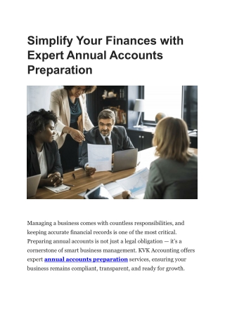 Expert Annual Accounts Preparation Services by KVK Accounting