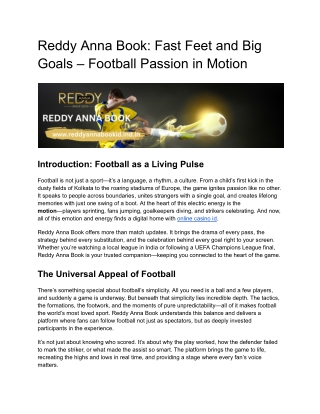 Reddy Anna Book: Fast Feet and Big Goals – Football Passion in Motion