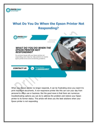 What Do You Do When the Epson Printer Not Responding