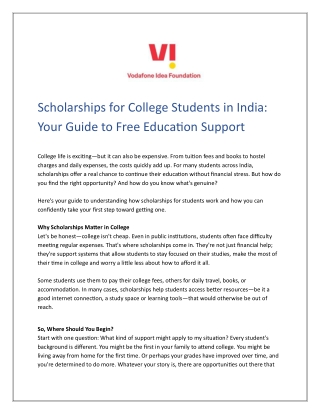Scholarships for College Students in India