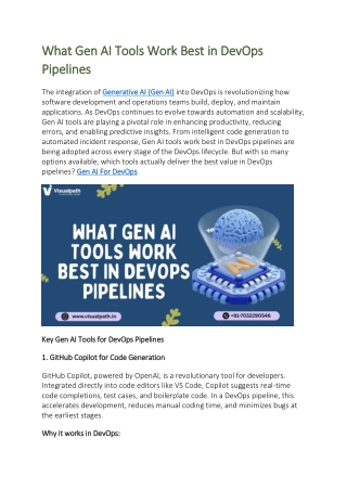 Generative AI For DevOps Training Chennai | AI For DevOps