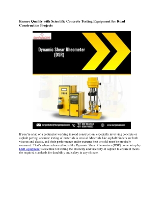 Ensure Quality with Scientific Concrete Testing Equipment for Road Construction Projects